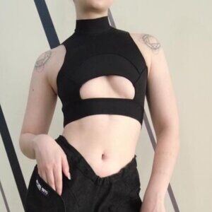 Med i cal Mecha Crop Top Black Cyberpunk Large